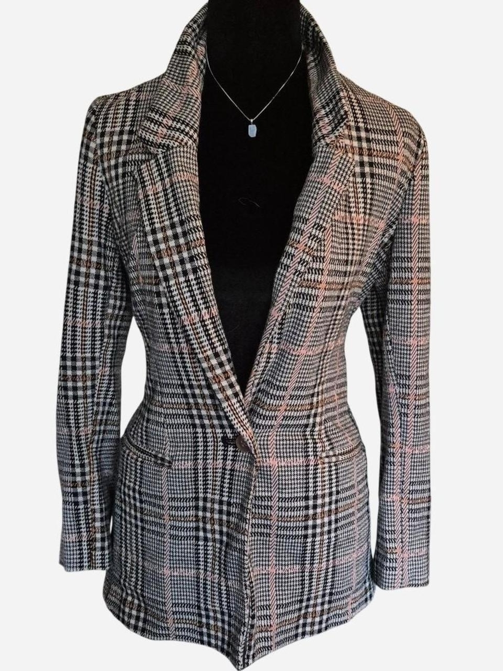 Old Navy Black & White Y2k Plaid Blazer Jacket